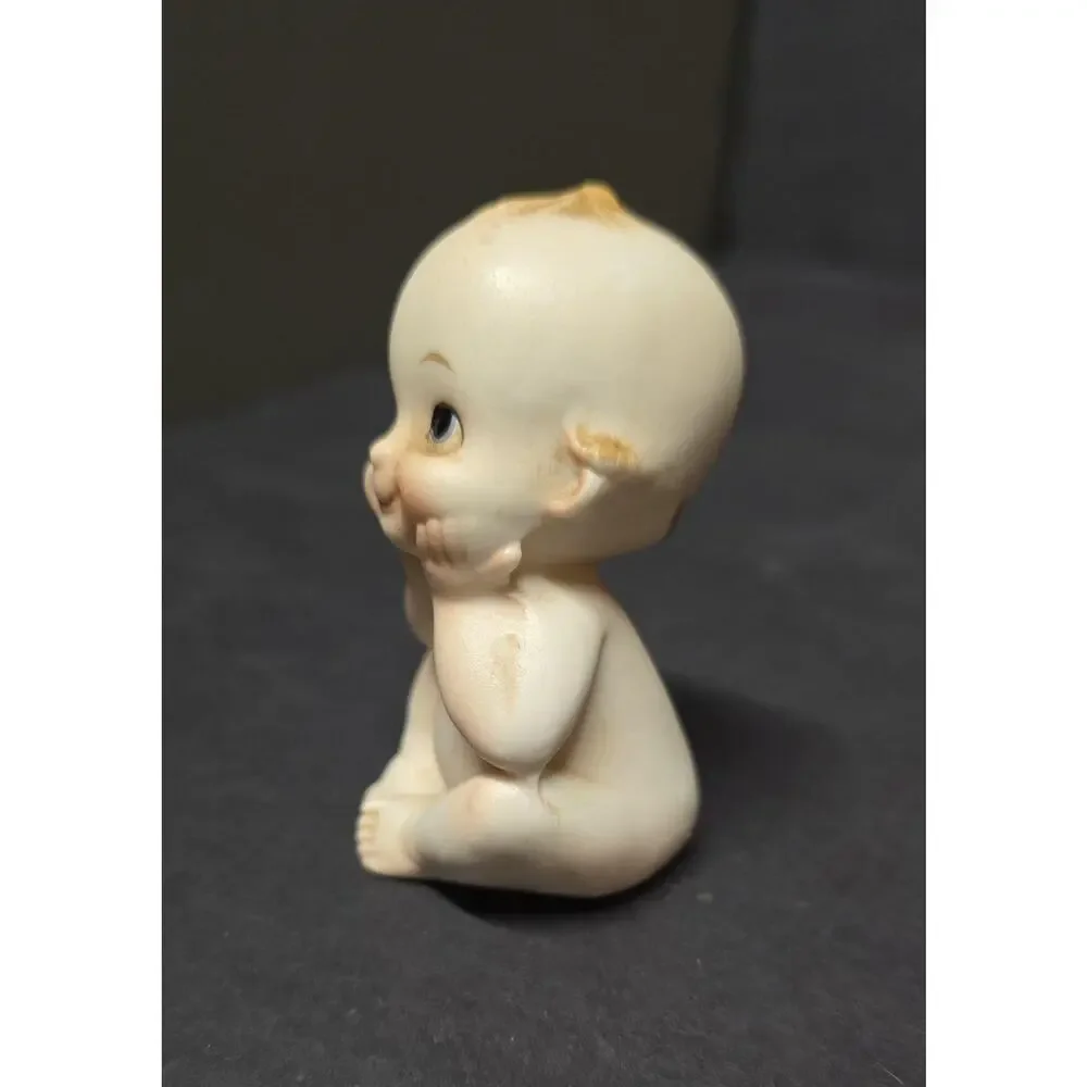Vintage Japan Bisque Porcelain Kewpie Doll Sitting Baby Figurine Small Decor